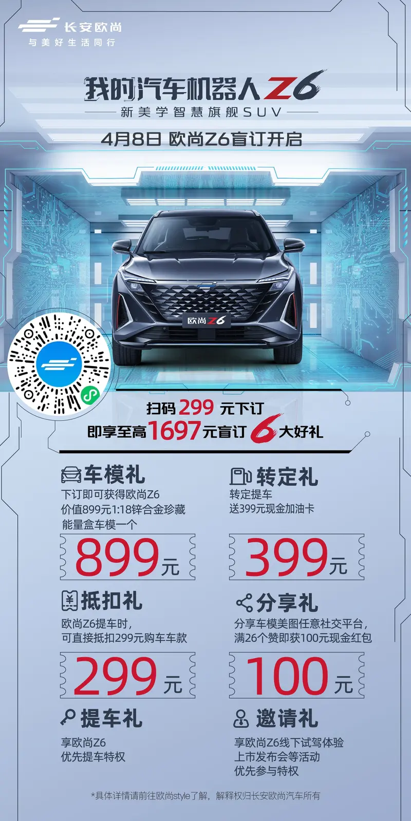 能量盒車模售價299元/訂車享6重禮遇 長安歐尚Z6開啟盲訂
